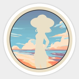 Beach Girl Silhouette Sticker